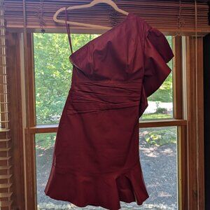 Mini-dress One Shoulder Real Leather With Tag Looks New